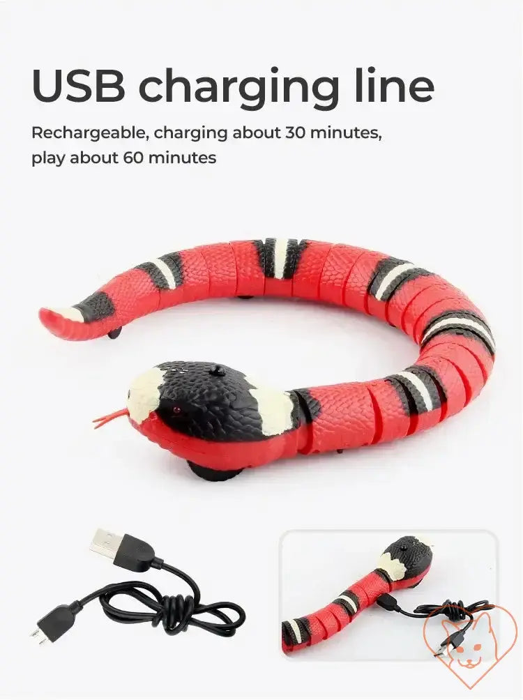 USB charging cable for Smart Sensing Snake Cat Toy, recharge in 30 minutes for 60 minutes of play.