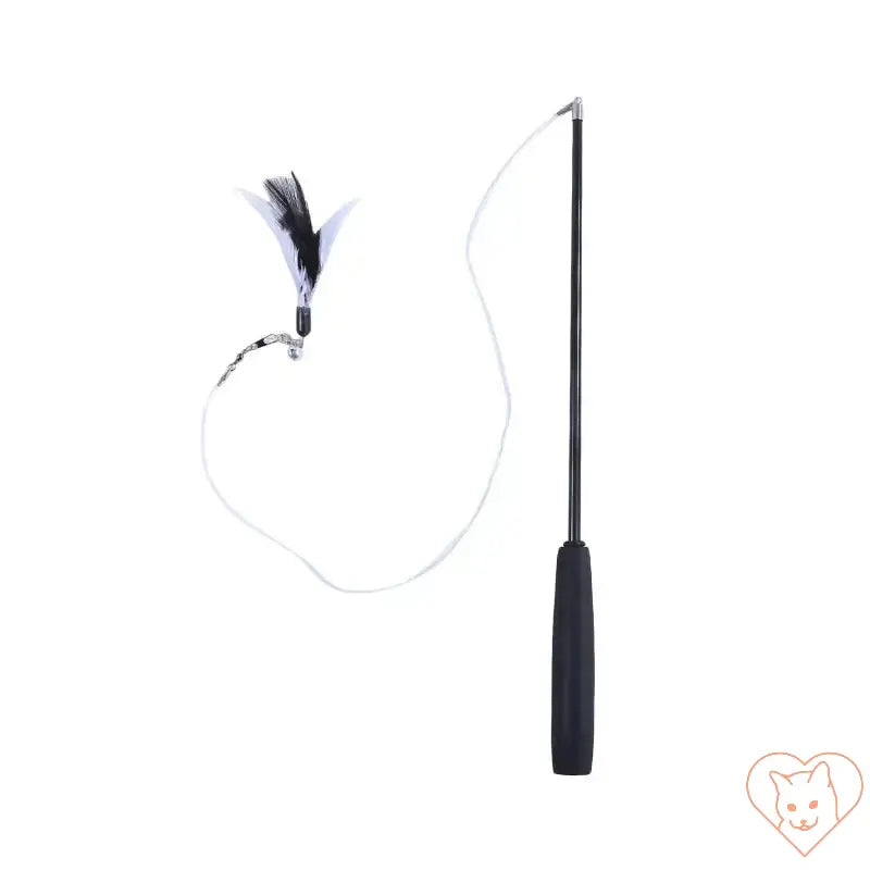 Super Long Telescopic Cat Teaser Stick with feather attachment for engaging interactive play.