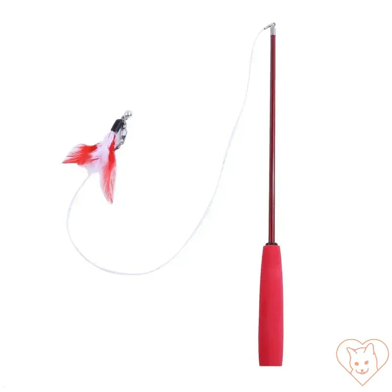 Super Long Telescopic Cat Teaser Stick with feather attachment for interactive play and exercise.