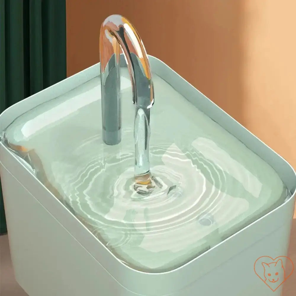 Ultra-Quiet 1.5L cat water fountain with shimmering water and sleek design, showing gentle ripples.