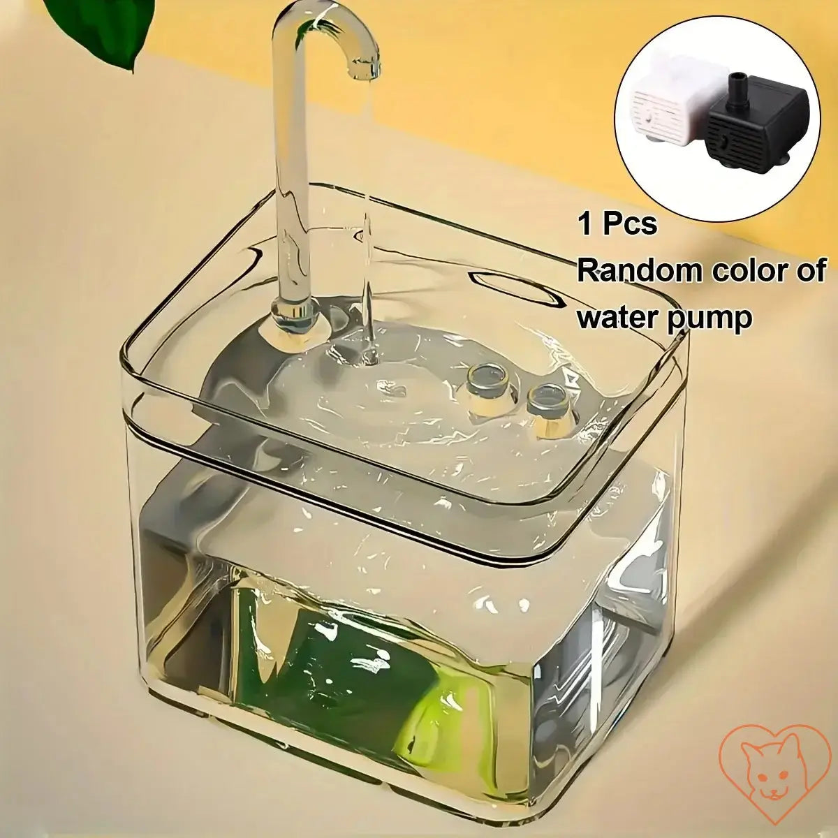 Ultra-Quiet cat water fountain with clear design and random color water pump for optimal hydration.