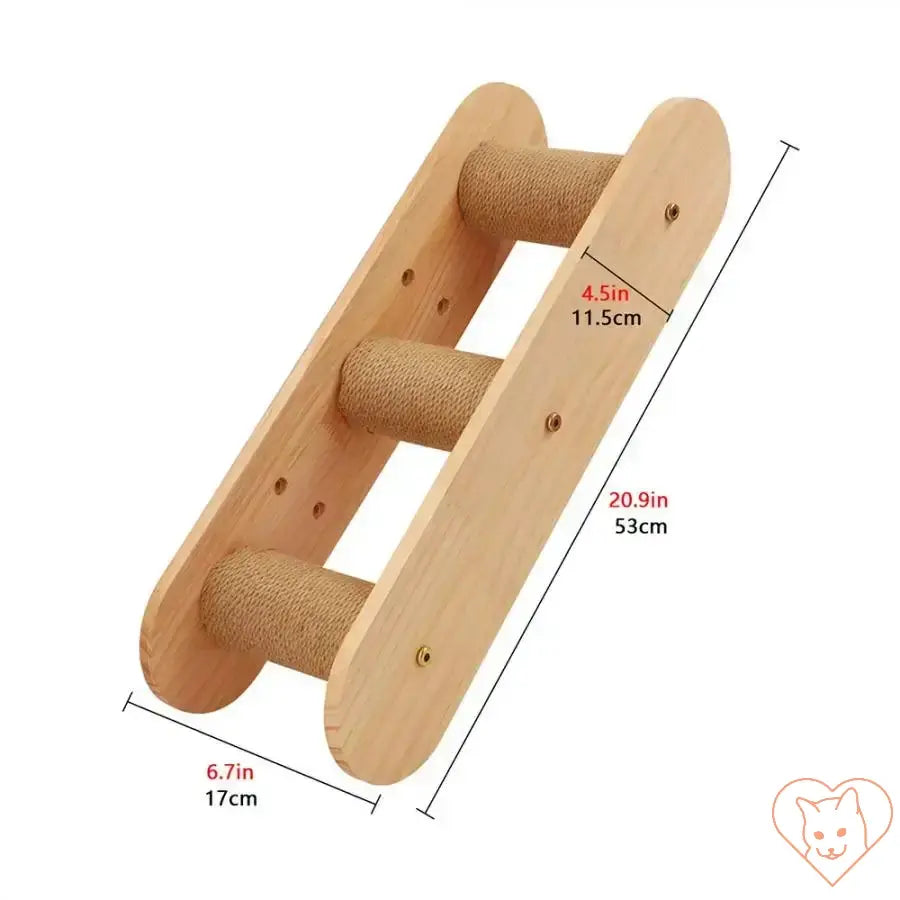 Wooden cat climbing ladder with scratching posts, dimensions 20.9" x 6.7" x 4.5", perfect for adventurous felines.