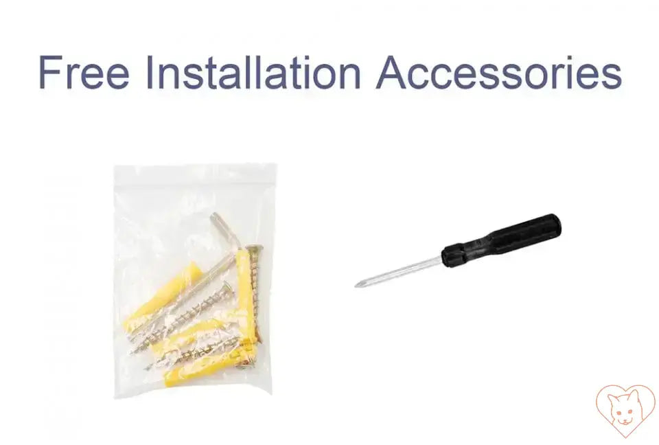 Free installation accessories including screws and a screwdriver for easy setup.