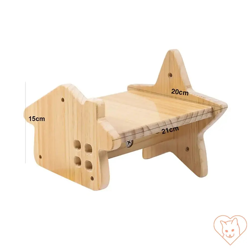 Wall-mounted wooden cat hammock dimensions: 20cm x 21cm x 15cm, perfect for climbing and lounging.