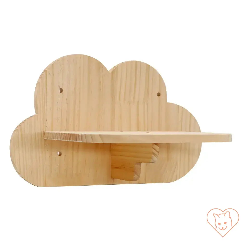 Cloud-shaped wooden shelf for wall-mounted cat tree, perfect for feline play and relaxation.