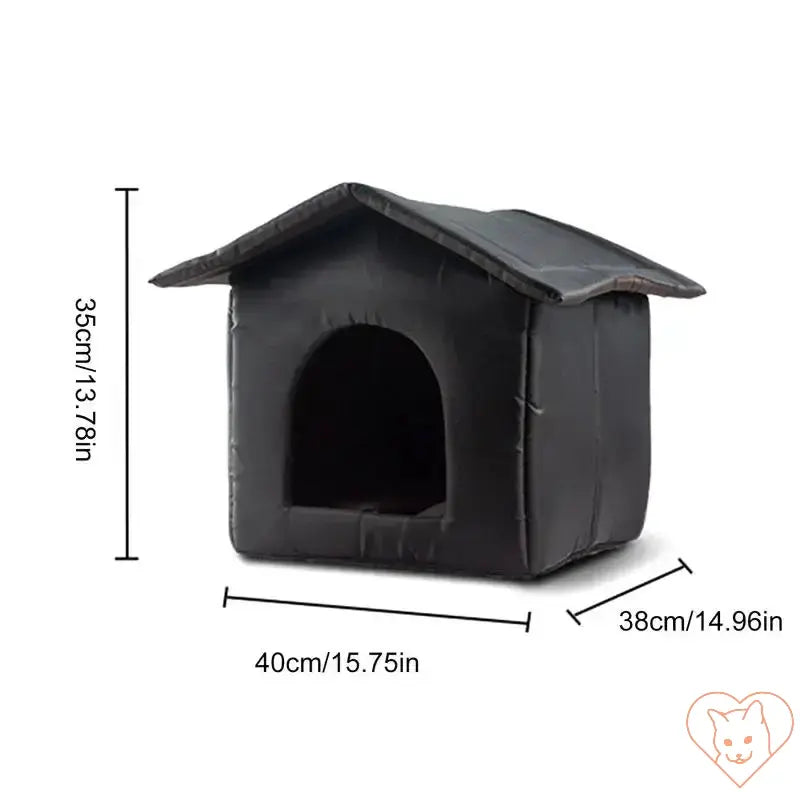 Portable waterproof outdoor cat house with insulated design, dimensions 40cm x 38cm x 35cm for cozy pet shelter.