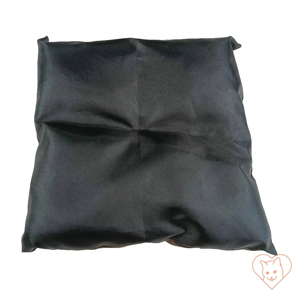 Black satin fabric cushion, soft and stylish, perfect for home decor or pet comfort.