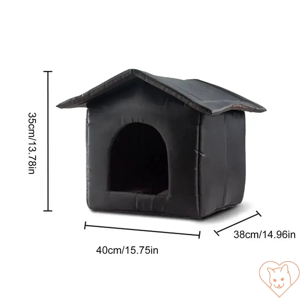 Waterproof outdoor cat house dimensions: 35cm tall, 40cm wide, 38cm deep for cozy pet shelter.